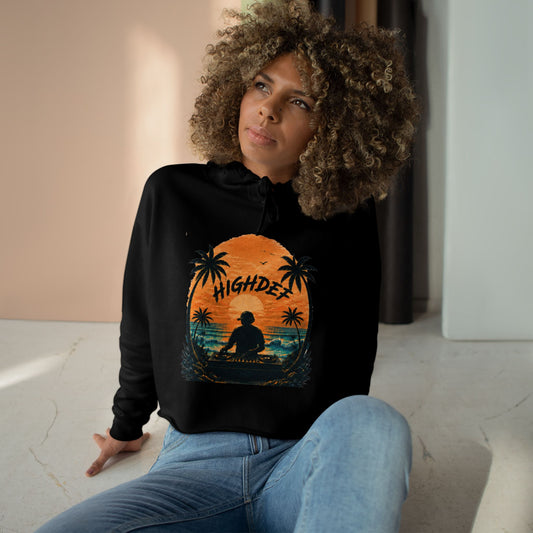 Highde Surf Sunset Crop Hoodie — Retro Palm Beach Vibes